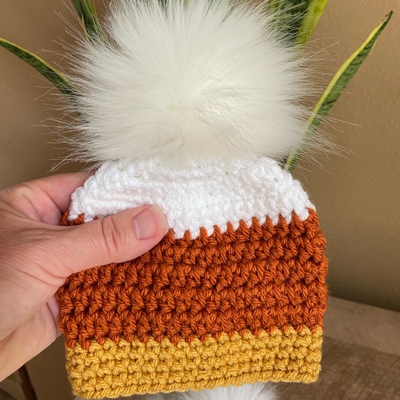 Newborn Baby Candy Corn Hat | Newborn Happy Thanksgiving Baby Hat - Picture 4 of 4